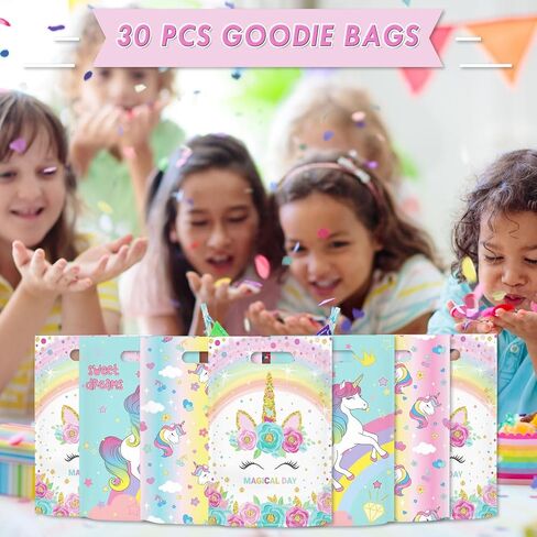 حقائب هدايا الحفلات من Momoake Unicorns، 24 قطعة من Goodie Bgs مع 120 ملصق Vنيل مقاوم للماء لتزيين أعياد ميلاد الأطفال Unicorns in Kuwait