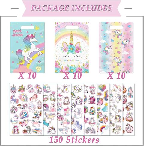 حقائب هدايا الحفلات من Momoake Unicorns، 24 قطعة من Goodie Bgs مع 120 ملصق Vنيل مقاوم للماء لتزيين أعياد ميلاد الأطفال Unicorns in Kuwait
