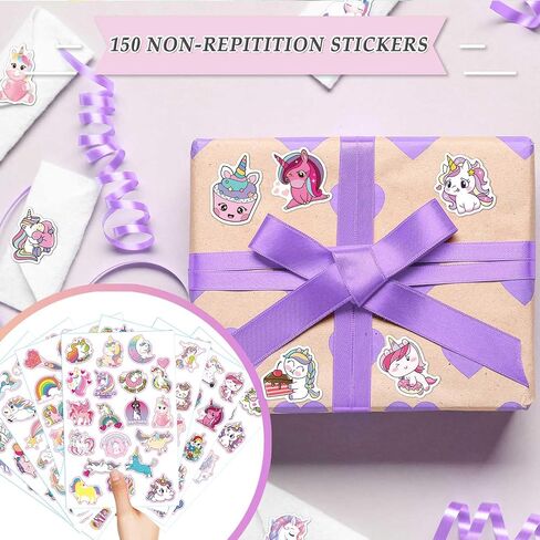 حقائب هدايا الحفلات من Momoake Unicorns، 24 قطعة من Goodie Bgs مع 120 ملصق Vنيل مقاوم للماء لتزيين أعياد ميلاد الأطفال Unicorns in Kuwait