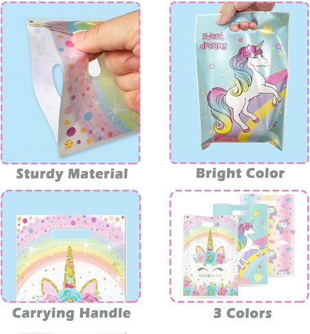 حقائب هدايا الحفلات من Momoake Unicorns، 24 قطعة من Goodie Bgs مع 120 ملصق Vنيل مقاوم للماء لتزيين أعياد ميلاد الأطفال Unicorns in Kuwait