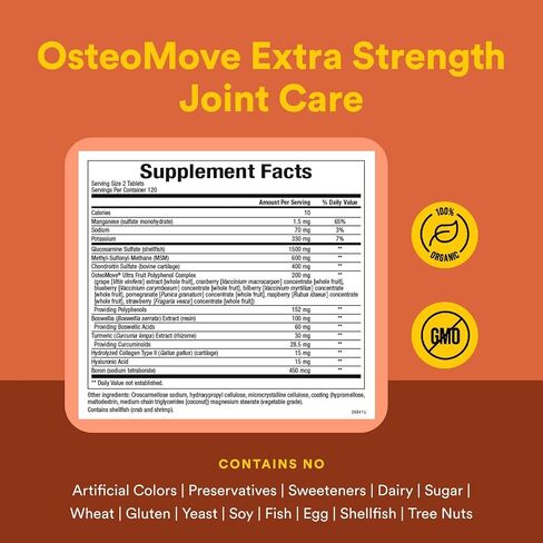 Natural Factors, OsteoMove Joint Care, Extra Strength Support for Joint and Bone Health, Non-GMO, 240 tablets (120 servings) in Saudi Arabia