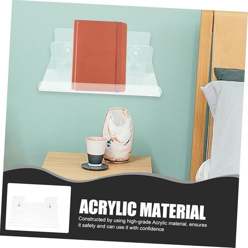 Uonlytech Acrylic Display Shelf للألبوم حامل سجل مثبت على الحائط تخزين متعدد الاستخدامات للكتب والصور 24 طولًا تسهيل التثبيت للديكور المنزلي in Kuwait