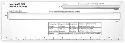 Tenceur 13.1 × 4.2 بوصة دليل شحن البريد لـ USPS ، حاكم قياس بريد الأكريليك للرسالة ، وحجم المغلف ، وأداة قياس USPs ، بما في ذلك المخطط الوزن والحجم in Saudi Arabia