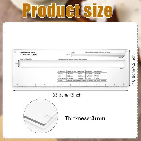 Tenceur 13.1 × 4.2 بوصة دليل شحن البريد لـ USPS ، حاكم قياس بريد الأكريليك للرسالة ، وحجم المغلف ، وأداة قياس USPs ، بما في ذلك المخطط الوزن والحجم in Saudi Arabia