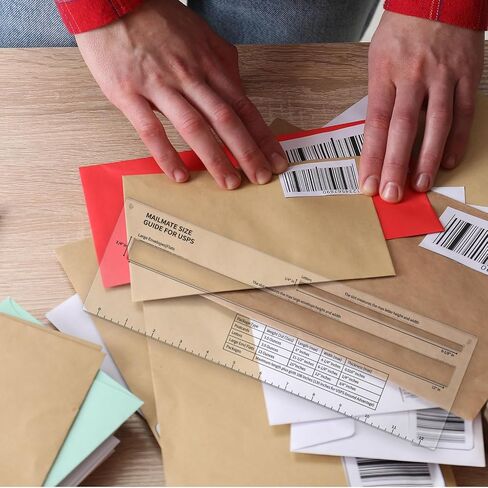 Tenceur 13.1 × 4.2 بوصة دليل شحن البريد لـ USPS ، حاكم قياس بريد الأكريليك للرسالة ، وحجم المغلف ، وأداة قياس USPs ، بما في ذلك المخطط الوزن والحجم in Saudi Arabia