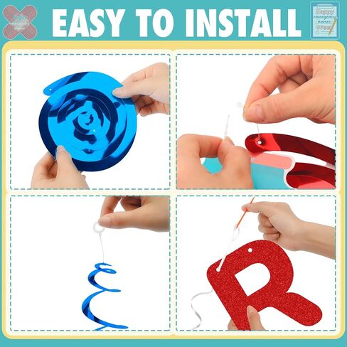 Eaasty 72 Pcs Happy ED Nurses Week Banner Medical Workers Emergency Party Decoration We Appreciate All You Do Appreciation Week Hanging Swirl for Nurse Doctor Nursing Hospital Blue Red Glitter in Saudi Arabia