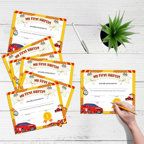 First Haircut Certificate, 25 Pcs Balloon Bear Award Certificates of Hair Cutting, My First Haircut Keepsake Certificate for Baby Kids Boys Girls, Hair Cutting Keepsake Decorations Supplies -A30 in Kuwait
