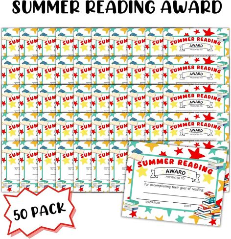 شهادة جائزة القراءة الصيفية شهادة الإنجاز 50PK 8.5x11 "AR Points Library Book List Expertary Librarian Target in Saudi Arabia