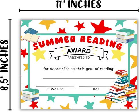 شهادة جائزة القراءة الصيفية شهادة الإنجاز 50PK 8.5x11 "AR Points Library Book List Expertary Librarian Target in Saudi Arabia