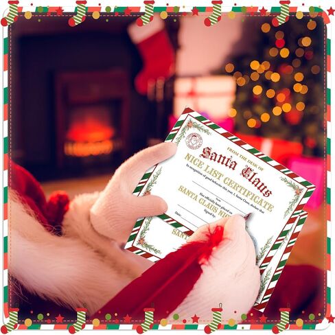 Zhanmai 36 Set Christmas Santa Nice List Certificate and Nice List Wooden Medal Awards with Red Neck Ribbon Christmas Certificate Medal for Kids Adults Xmas Holiday Party Favor Decor in Saudi Arabia