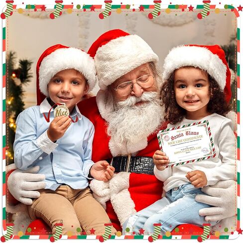 Zhanmai 36 Set Christmas Santa Nice List Certificate and Nice List Wooden Medal Awards with Red Neck Ribbon Christmas Certificate Medal for Kids Adults Xmas Holiday Party Favor Decor in Saudi Arabia