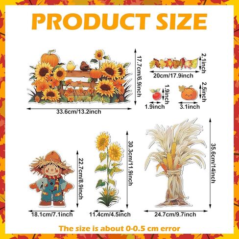 Cholemy 165 Pcs Fall Bulletin Board Decor Sets Harvest Thanksgiving Classroom Bulletin Board Maple Leaves Borders Corn Haystack Scarecrows Fence Cutouts for Thanksgiving Wall Chalkboard Decor in Saudi Arabia