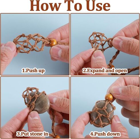 6 Pcs Adjustable Crystal Cage, Quartz Crystals Stone Cord, Crystal Cage Necklace Holder, Empty Necklace Holder, Empty Bracelet Holders for DIY Jewelry Making, Brown, Black in Saudi Arabia