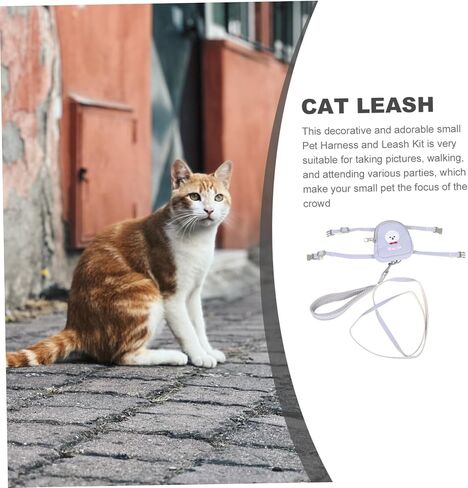1SET CAT تسخير ومقود للمشي على الهروب على ظهر حقيبة الظهر خفيفة الوزن وسهلة الاستخدام للحيوانات الأليفة للقطط والقطط in Saudi Arabia