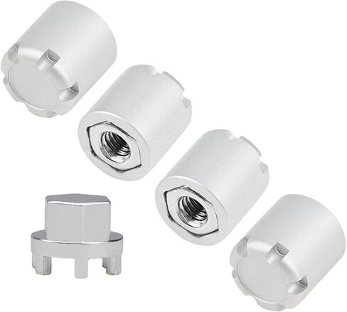 4PCS RC M4 Wheel Hex Nuts with Tools,CNC Aluminum RC Car Dustproof Wheel Rim Center Cap Hub Suit for TRX4 Axial SCX10 Redcar D90 Tamiya Etc 1/10 RC Crawler Car Upgrades (Black) in Kuwait