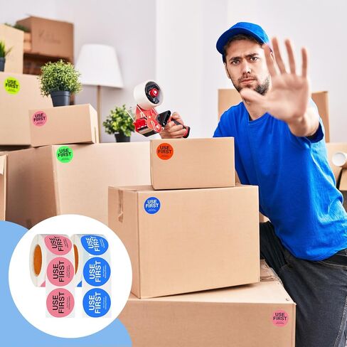 MOLAIN 3000 PCS 1.5 بوصة استخدم الملصقات الأولى ، 6 لفات إدارة المخزون ملصقات دائمة مطعم مطعم الجودة خدمة الطعام في FIFO ، 6 ألوان in Kuwait