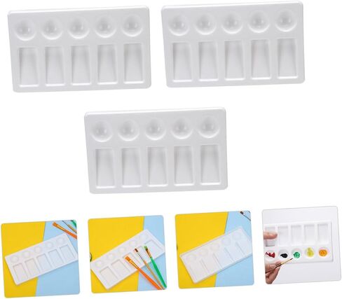3Pcs Color Mixing Palette Rectangle Paint Tray for Watercolor Pigment Mixing Lightweight Portable for Artists and DIY Crafts in Saudi Arabia