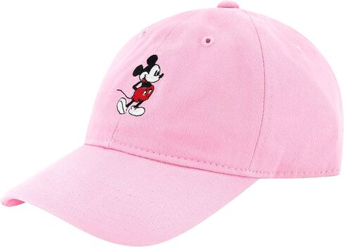 Disney Mickey Mouse Embroidered Cotton Adjustable Dad Hat with Curved Brim, White, One Size in Saudi Arabia