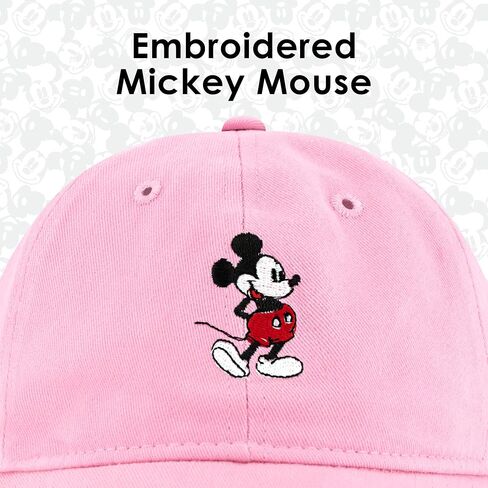 Disney Mickey Mouse Embroidered Cotton Adjustable Dad Hat with Curved Brim, White, One Size in Saudi Arabia