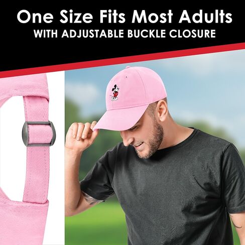 Disney Mickey Mouse Embroidered Cotton Adjustable Dad Hat with Curved Brim, White, One Size in Saudi Arabia