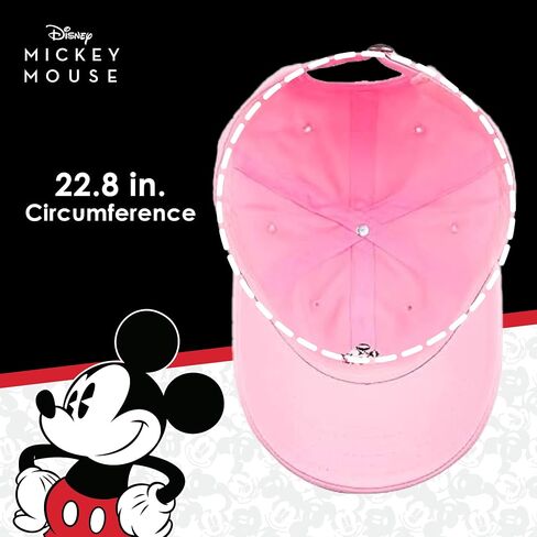 Disney Mickey Mouse Embroidered Cotton Adjustable Dad Hat with Curved Brim, White, One Size in Saudi Arabia