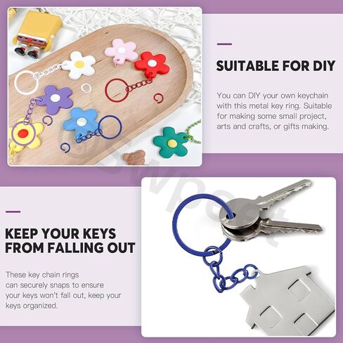 SWPEET 372PCS 6 COLORS 25MM - 1INCH KEY BRING RINGS KIT ، تتضمن حلقات مفاتيح 72 ٪ 25 ملم مع سلسلة ، حلقة الوثب المفتوحة 150pcs و 150pcs دبابيس العين المسمار لحرف DIY وصنع المجوهرات in Saudi Arabia