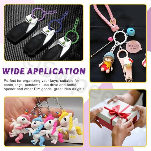 SWPEET 372PCS 6 COLORS 25MM - 1INCH KEY BRING RINGS KIT ، تتضمن حلقات مفاتيح 72 ٪ 25 ملم مع سلسلة ، حلقة الوثب المفتوحة 150pcs و 150pcs دبابيس العين المسمار لحرف DIY وصنع المجوهرات in Saudi Arabia