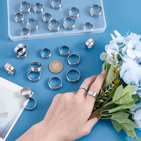 UNICRAFTALE 27Pcs Stainless Steel Plain Wedding Pormise Ring 9 Styles Inscription Wide Finger Rings Classical Plain Ring for Jewelry Making Gift Engagement Ring in Saudi Arabia