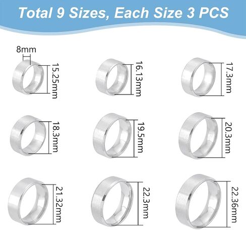 UNICRAFTALE 27Pcs Stainless Steel Plain Wedding Pormise Ring 9 Styles Inscription Wide Finger Rings Classical Plain Ring for Jewelry Making Gift Engagement Ring in Saudi Arabia
