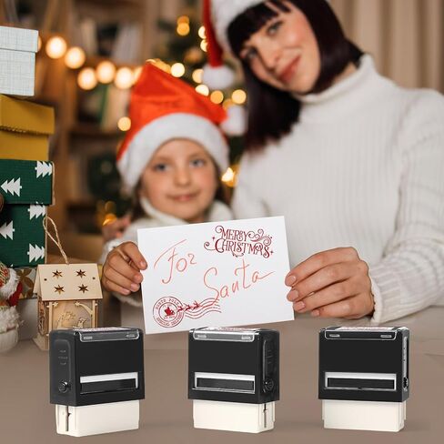 Pasimy 3 Pcs Christmas Self Rubber Stamps with Red Ink North Pole Self Inking Stamp Santa Claus Signature Reindeer Christmas Tag for Adults Office School Party (Red) in Saudi Arabia
