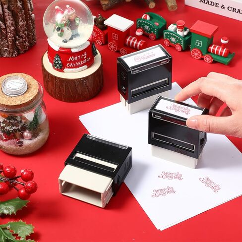 Pasimy 3 Pcs Christmas Self Rubber Stamps with Red Ink North Pole Self Inking Stamp Santa Claus Signature Reindeer Christmas Tag for Adults Office School Party (Red) in Saudi Arabia