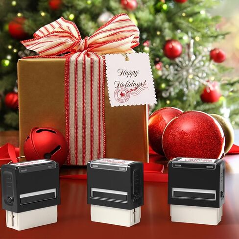 Pasimy 3 Pcs Christmas Self Rubber Stamps with Red Ink North Pole Self Inking Stamp Santa Claus Signature Reindeer Christmas Tag for Adults Office School Party (Red) in Saudi Arabia
