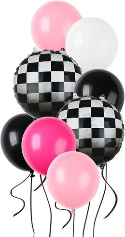 Race Car Balloon Bundle Checkered Balloons Blue Black Latex Balloon Boy One Happy 1st 2nd Vintage Two Fast Theme Fast One Race Car Birthday Party Decor Supplies 20 Pcs Kit in Saudi Arabia