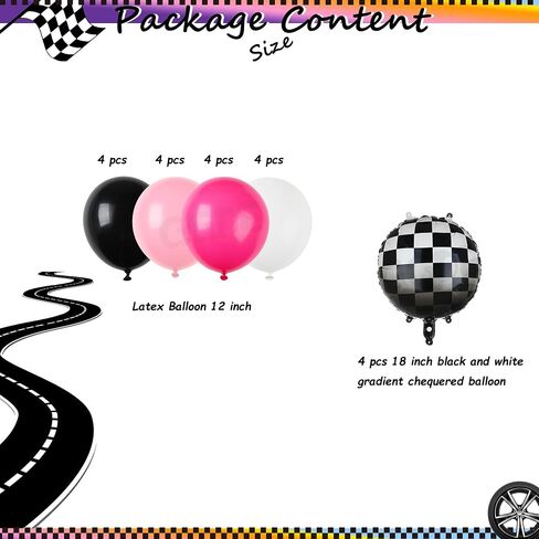 Race Car Balloon Bundle Checkered Balloons Blue Black Latex Balloon Boy One Happy 1st 2nd Vintage Two Fast Theme Fast One Race Car Birthday Party Decor Supplies 20 Pcs Kit in Saudi Arabia