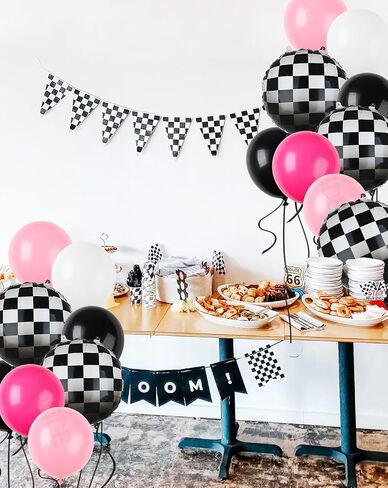 Race Car Balloon Bundle Checkered Balloons Blue Black Latex Balloon Boy One Happy 1st 2nd Vintage Two Fast Theme Fast One Race Car Birthday Party Decor Supplies 20 Pcs Kit in Saudi Arabia