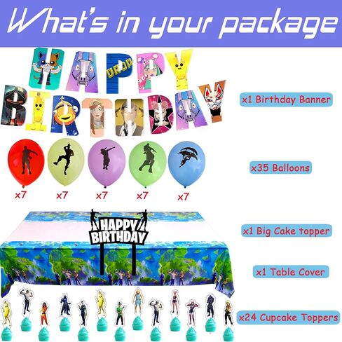 Gaming Birthday Decoration Supplies, Video Game Banner, Tablecloth, Balloons, Toppers in Saudi Arabia