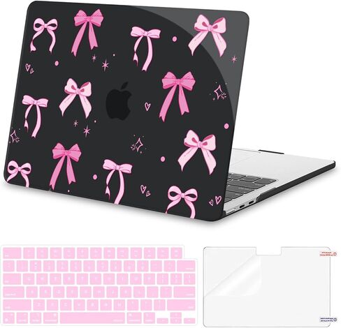 MOSISO Compatible with MacBook Air 13 inch Case 2025 2024 2023 2022 M4 A3240 M3 A3113 M2 A2681, Star Bowknots Plastic Hard Shell&Keyboard Cover&Screen Film for MacBook Air 13.6 inch Case, Transparent in Saudi Arabia