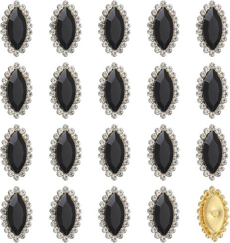 Harfington 30pcs خياطة على Rhinestone 7x15mm قطرة كريستال راينستون المعادن Flatback خياطة ملحقات الملابس المخلب لالتقاط الحرف اليدوية DIY ملابس الملابس ، والأحذية ، والذهب ، والذهب in Kuwait