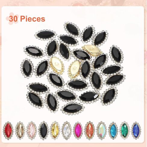 Harfington 30pcs خياطة على Rhinestone 7x15mm قطرة كريستال راينستون المعادن Flatback خياطة ملحقات الملابس المخلب لالتقاط الحرف اليدوية DIY ملابس الملابس ، والأحذية ، والذهب ، والذهب in Kuwait