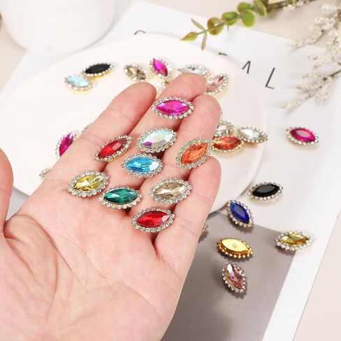 Harfington 30pcs خياطة على Rhinestone 7x15mm قطرة كريستال راينستون المعادن Flatback خياطة ملحقات الملابس المخلب لالتقاط الحرف اليدوية DIY ملابس الملابس ، والأحذية ، والذهب ، والذهب in Saudi Arabia