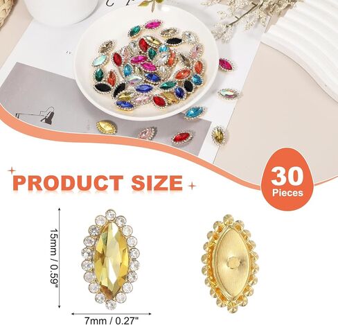 Harfington 30pcs خياطة على Rhinestone 7x15mm قطرة كريستال راينستون المعادن Flatback خياطة ملحقات الملابس المخلب لالتقاط الحرف اليدوية DIY ملابس الملابس ، والأحذية ، والذهب ، والذهب in Kuwait