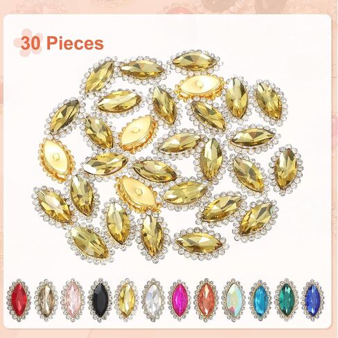 Harfington 30pcs خياطة على Rhinestone 7x15mm قطرة كريستال راينستون المعادن Flatback خياطة ملحقات الملابس المخلب لالتقاط الحرف اليدوية DIY ملابس الملابس ، والأحذية ، والذهب ، والذهب in Kuwait