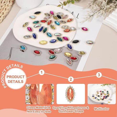 Harfington 30pcs خياطة على Rhinestone 7x15mm قطرة كريستال راينستون المعادن Flatback خياطة ملحقات الملابس المخلب لالتقاط الحرف اليدوية DIY ملابس الملابس ، والأحذية ، والذهب ، والذهب in Saudi Arabia