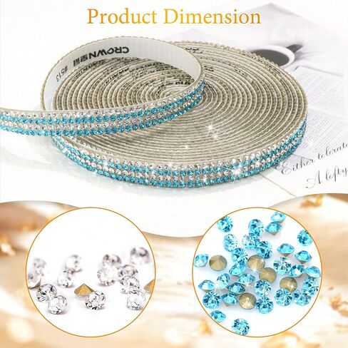 FULZTEY Glitter Crystal Rhinestone Ribbon,4 Rows Diamond Ribbon with 2 mm Gems for DIY Crafts,Red White Rhinestone Strip Sticker,Bling 4 Yards Crystal Trim Adhesive for Car Wedding Party Decoration in Kuwait