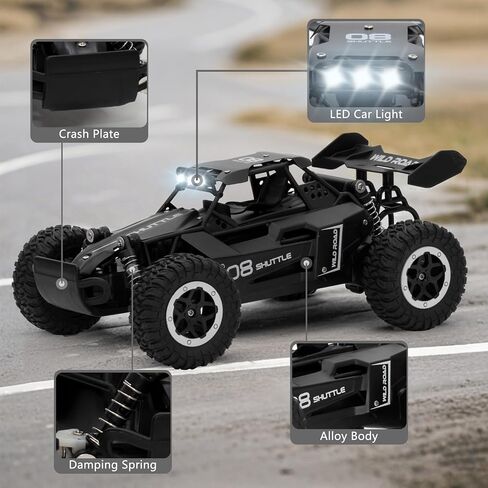 سيارات التحكم عن بعد RC CARS 1:16 جميع التضاريس Monster Truck LED LED HELDHOLS ، Outdoor 2WD OFF ROAD HOPBY RC 2.4GHz HIGH ، 20 KM/H RC CAR TOYS GIFT FOR KIDS BOYS 3 4 5-12 (Black) in Kuwait