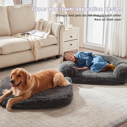 Foldable Man Dog Bed, Orthopedic Memory Foam Man Size Dog Bed, Large pet Bed, Artificial Fur Adult pet Sofa, Gray, 71 "x41 x12“ in Kuwait