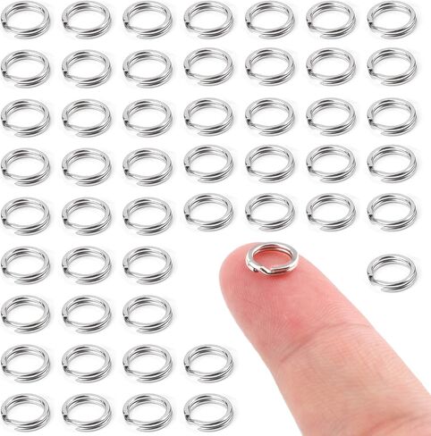 50pcs تقسيم حلقات ، 8 ملم O Ring Connectors حلقات سلسلة مفاتيح الفولاذ المقاوم للصدأ حلقات تقسيم للمجوهرات صنع مفاتيح السيارات المعدنية in Saudi Arabia