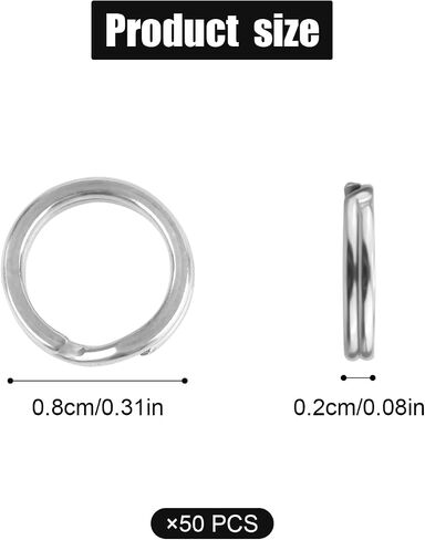 50pcs تقسيم حلقات ، 8 ملم O Ring Connectors حلقات سلسلة مفاتيح الفولاذ المقاوم للصدأ حلقات تقسيم للمجوهرات صنع مفاتيح السيارات المعدنية in Saudi Arabia