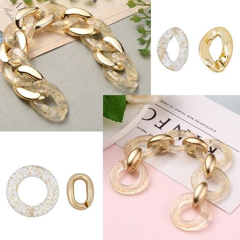 Superfindings 120pcs 4 أنماط ربط حلقات الاكريليك سلسلة ملتوية موصلات الارتباط السريع المفتوح حلقات ربط بلاستيكية شفافة لسوار القلادة ديكور ديكور دييج المجوهرات in Saudi Arabia