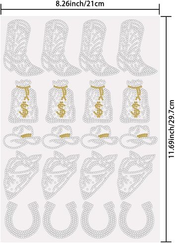 SUPERDANT 20pcs Cowboy Elements Iron on Rhinestones Transfer Cowboy Boots Crystal Heat Transfer Stickers Cowboy Iron on Decals Rhinestone Patches for T-Shirt Clothing Tote Bag DIY Art Craft Gifts in Saudi Arabia